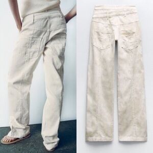 ZW ZARA NWT DOBLE WAISTED JEANS
